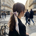 Traditional Chinese Lacquer Art Silk Bow Hair Ribbon — Violet & Gold