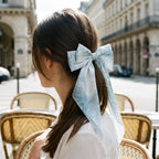 Traditional Chinese Lacquer Art Silk Bow Hair Ribbon — Smoke & Cloud