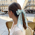 Traditional Chinese Lacquer Art Silk Bow Hair Ribbon — Smoke & Cloud