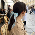 Traditional Chinese Lacquer Art Silk Bow Hair Ribbon — Smoke & Cloud