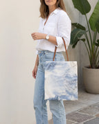 Traditional Chinese Lacquer Art Tote Bag — Indigo Sea