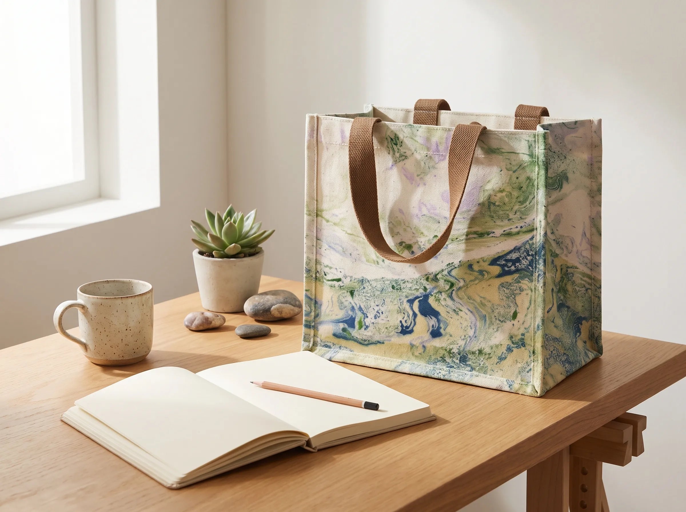 Traditional Chinese Lacquer Art Tote Bag — Moss & Mist