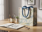 Traditional Chinese Lacquer Art Tote Bag — Landscape in Blue & Green