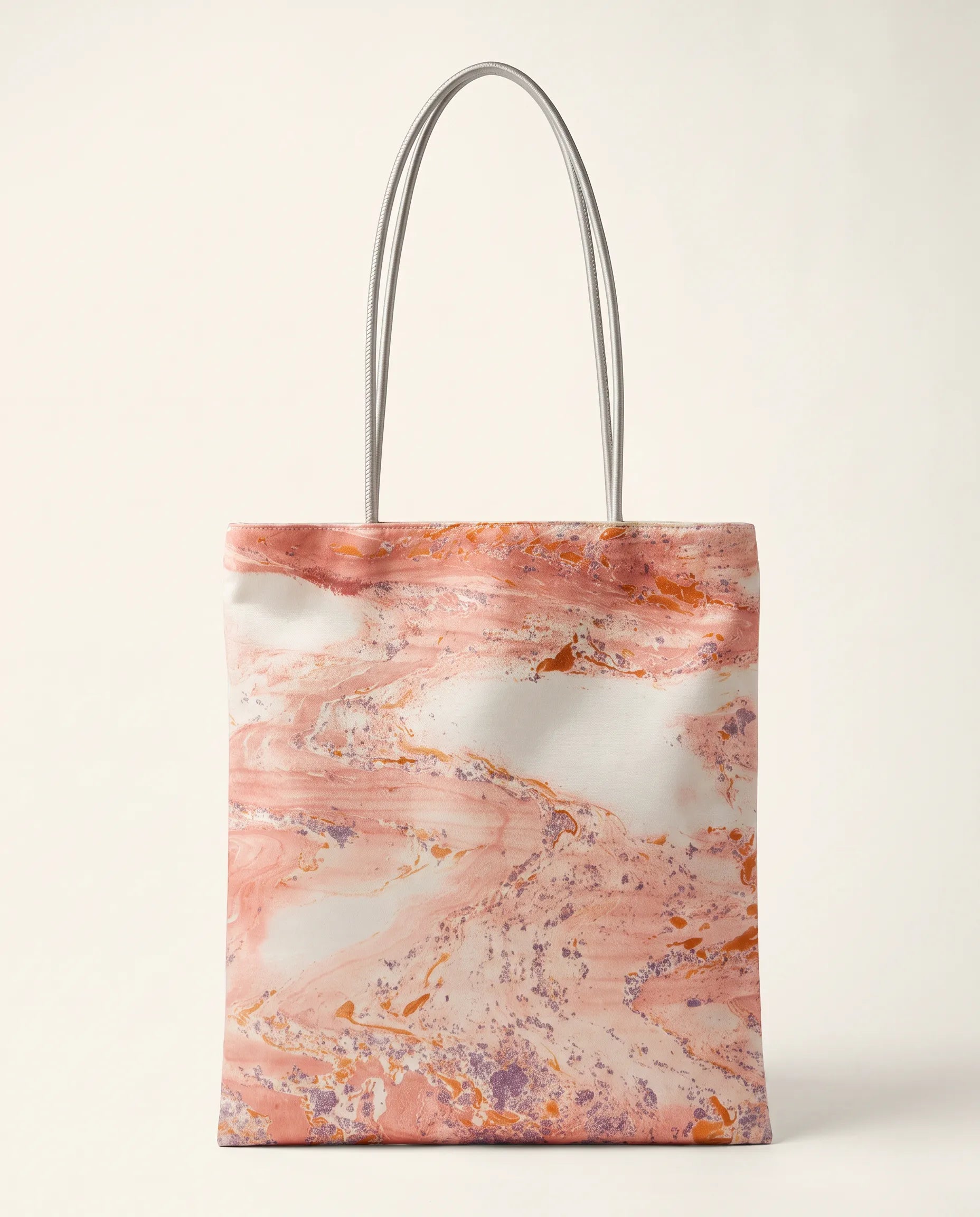 Traditional Chinese Lacquer Art Tote Bag — Rose Gold Marble