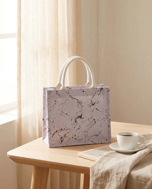 Marble tote bag blush splatter front view