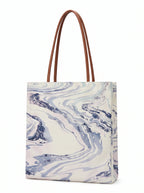 Traditional Chinese Lacquer Art Tote Bag — Moonstone Marble