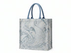 Traditional Chinese Lacquer Art Tote Bag — Glacial Swirl