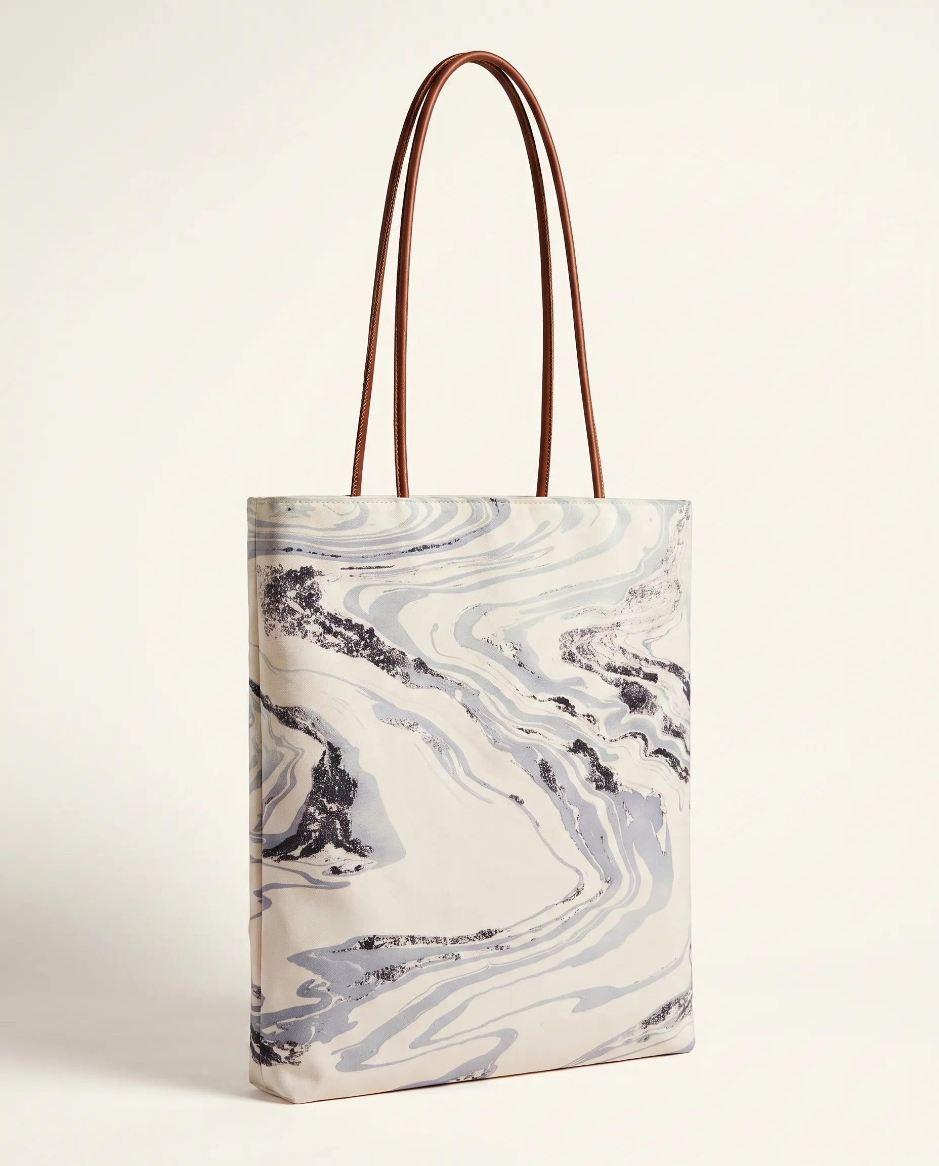 Traditional Chinese Lacquer Art Tote Bag — Moonstone Marble