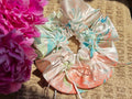 Marble Pattern Silk Scarf Headband & Scrunchie Set (Blue Gold Pearl)