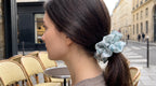 Traditional Chinese Lacquer Art Organza Scrunchie — Celadon Stone