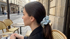 Traditional Chinese Lacquer Art Organza Scrunchie — Celadon Stone