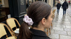 Traditional Chinese Lacquer Art Silk Scrunchie — Pearl & Rose Gold