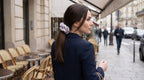 Traditional Chinese Lacquer Art Silk Scrunchie — Pearl & Rose Gold