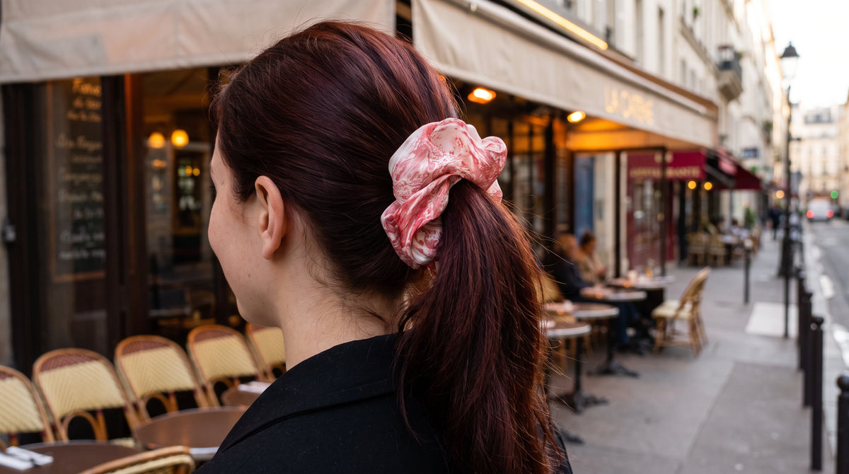 Marble Lacquer Art Silk Scrunchie