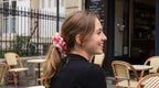 Traditional Chinese Lacquer Art Silk Scrunchie — Crimson Marble