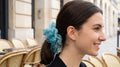 Traditional Chinese Lacquer Art Pearl Scrunchie — Teal Tide