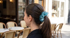 Traditional Chinese Lacquer Art Pearl Scrunchie — Teal Tide