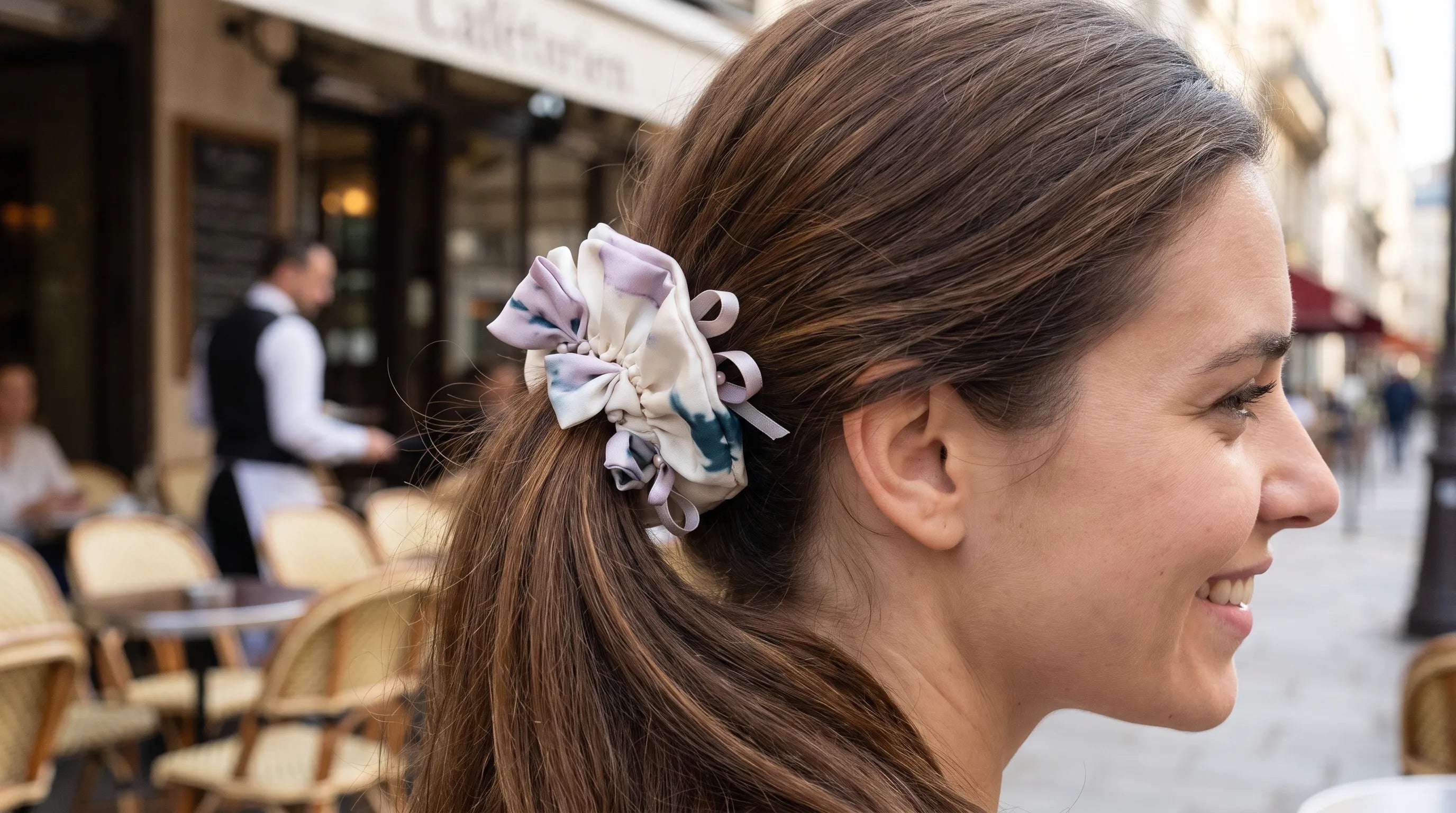 Traditional Chinese Lacquer Art Pearl Scrunchie — Ribbon & Mist