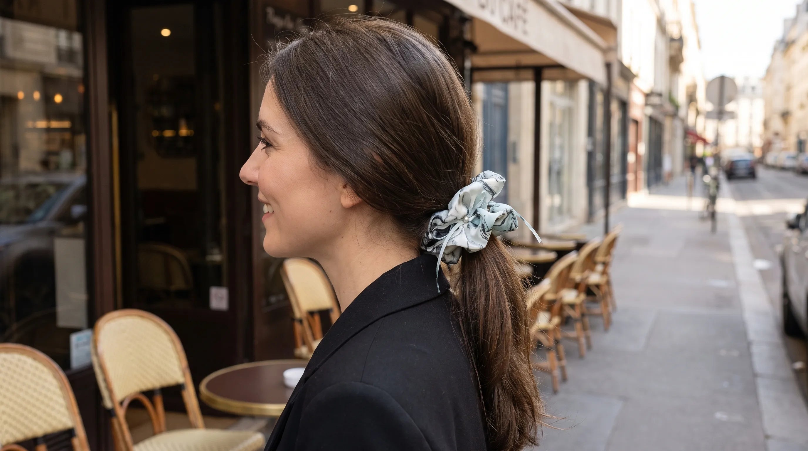 Traditional Chinese Lacquer Art Pearl Scrunchie — Ink & Snow