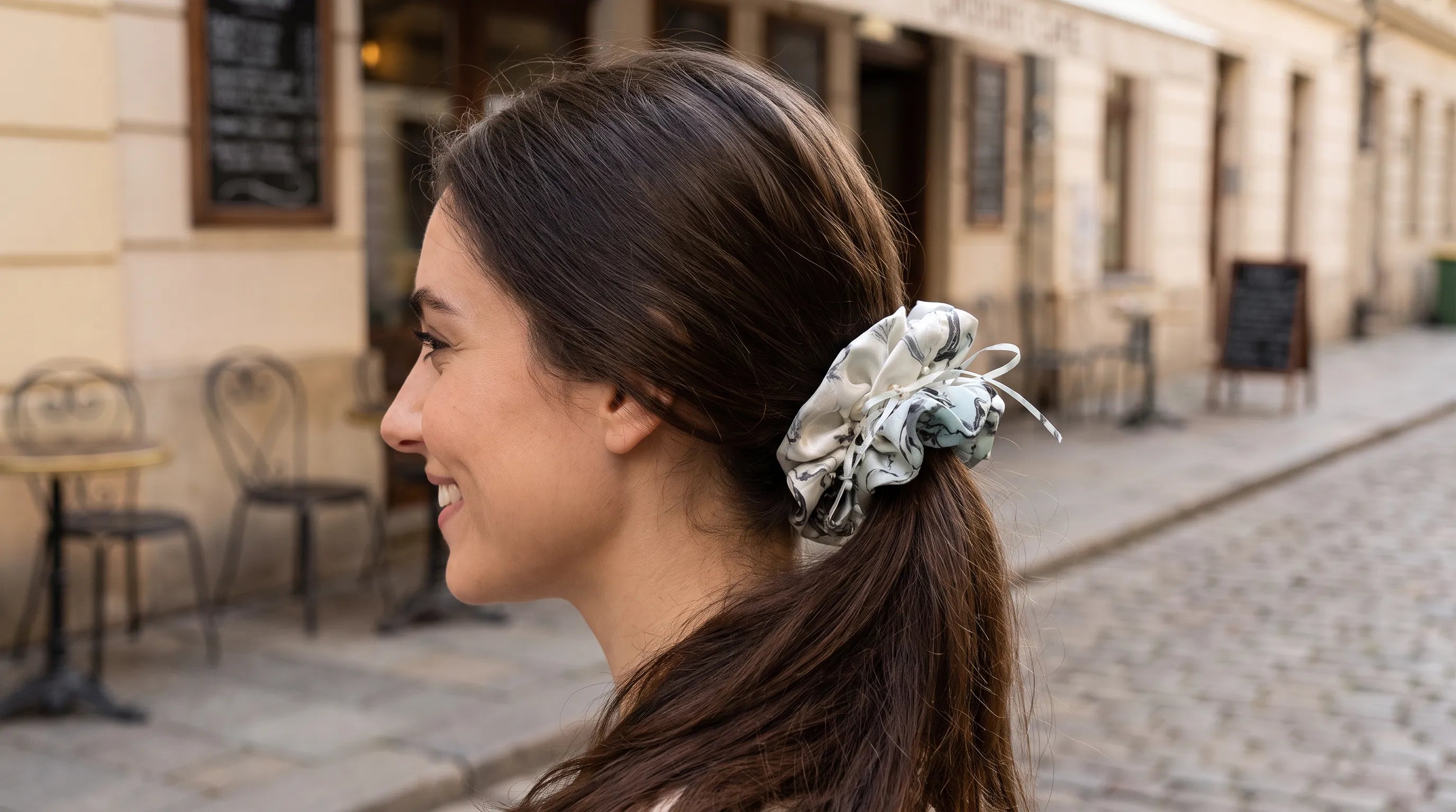 Traditional Chinese Lacquer Art Pearl Scrunchie — Ink & Snow