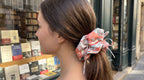 Traditional Chinese Lacquer Art Pearl Scrunchie — Rose & Silver Frost