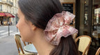 Traditional Chinese Lacquer Art Pearl Scrunchie — Peach Blossom