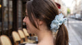 Traditional Chinese Lacquer Art Crystal Scrunchie — Glacier Blue