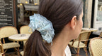 Traditional Chinese Lacquer Art Crystal Scrunchie — Glacier Blue