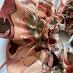Traditional Chinese Lacquer Art Pearl Scrunchie — Coral Flame