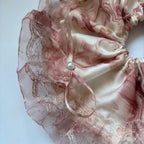 Traditional Chinese Lacquer Art Pearl Scrunchie — Peach Blossom