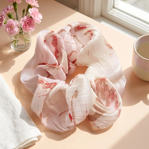 Traditional Chinese Lacquer Art Organza Scrunchie — Rose Petal