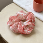 Traditional Chinese Lacquer Art Silk Scrunchie — Crimson Marble
