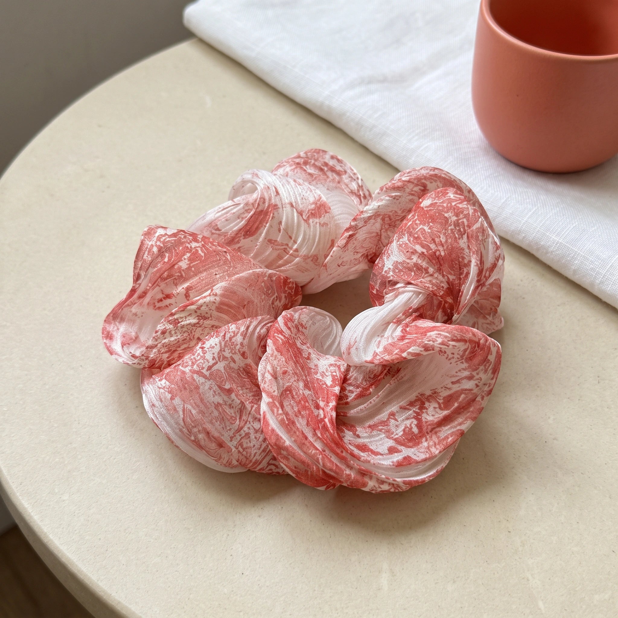 Marble Lacquer Art Silk Scrunchie