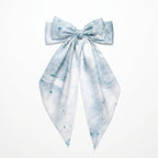Traditional Chinese Lacquer Art Silk Bow Hair Ribbon — Frost & Silver