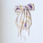 Traditional Chinese Lacquer Art Silk Bow Hair Ribbon — Violet & Gold