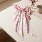 Traditional Chinese Lacquer Art Silk Bow Hair Ribbon — Cherry Blossom