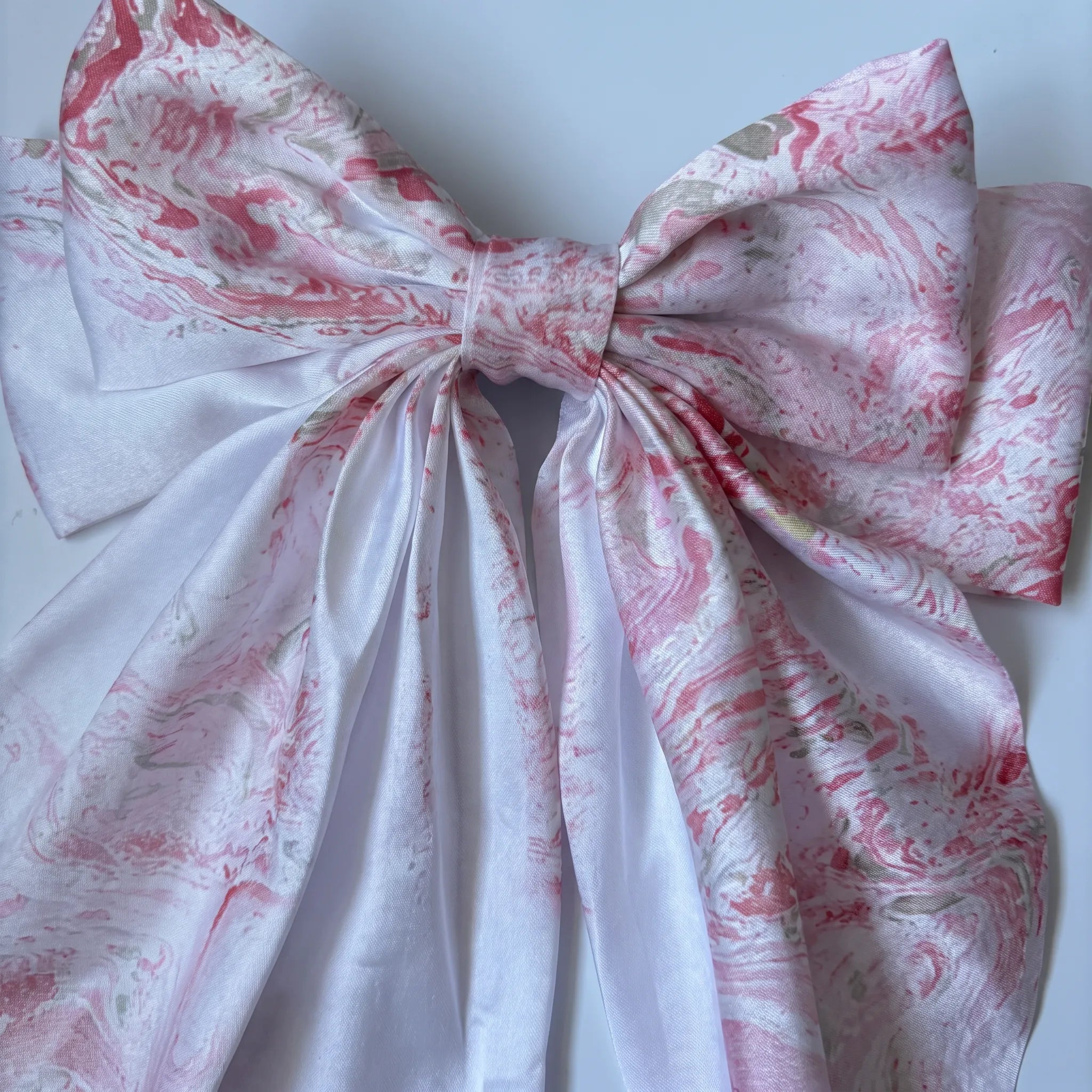 Traditional Chinese Lacquer Art Silk Bow Hair Ribbon — Cherry Blossom