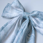 Traditional Chinese Lacquer Art Silk Bow Hair Ribbon — Frost & Silver