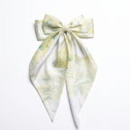 Traditional Chinese Lacquer Art Silk Bow Hair Ribbon — Jade Mist