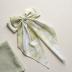 Traditional Chinese Lacquer Art Silk Bow Hair Ribbon — Jade Mist