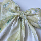 Traditional Chinese Lacquer Art Silk Bow Hair Ribbon — Jade Mist