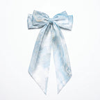 Traditional Chinese Lacquer Art Silk Bow Hair Ribbon — Sky & Pearl