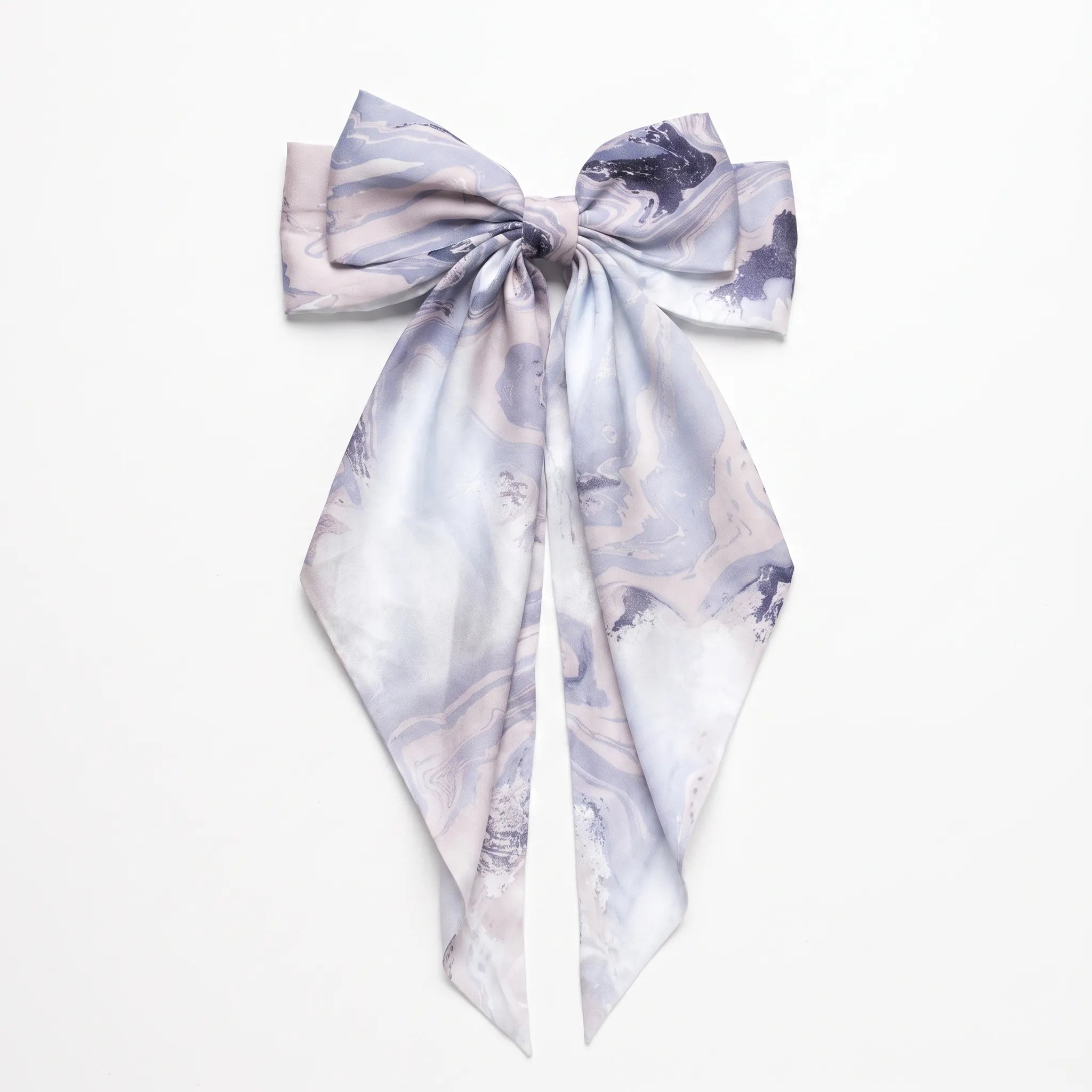 Traditional Chinese Lacquer Art Silk Bow Hair Ribbon — Dusk & Mauve